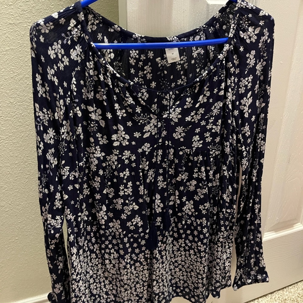 Navy Flowery Blouse